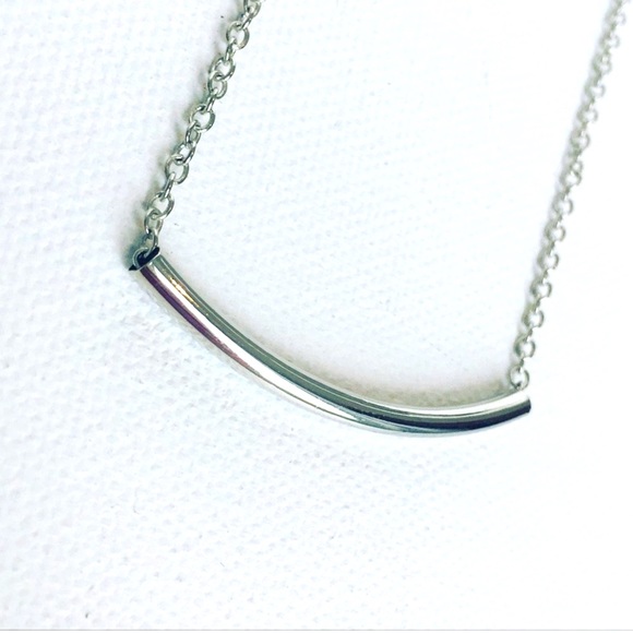 Host Pick New Dainty Silver Bar Crescent Necklace - Picture 3 of 4